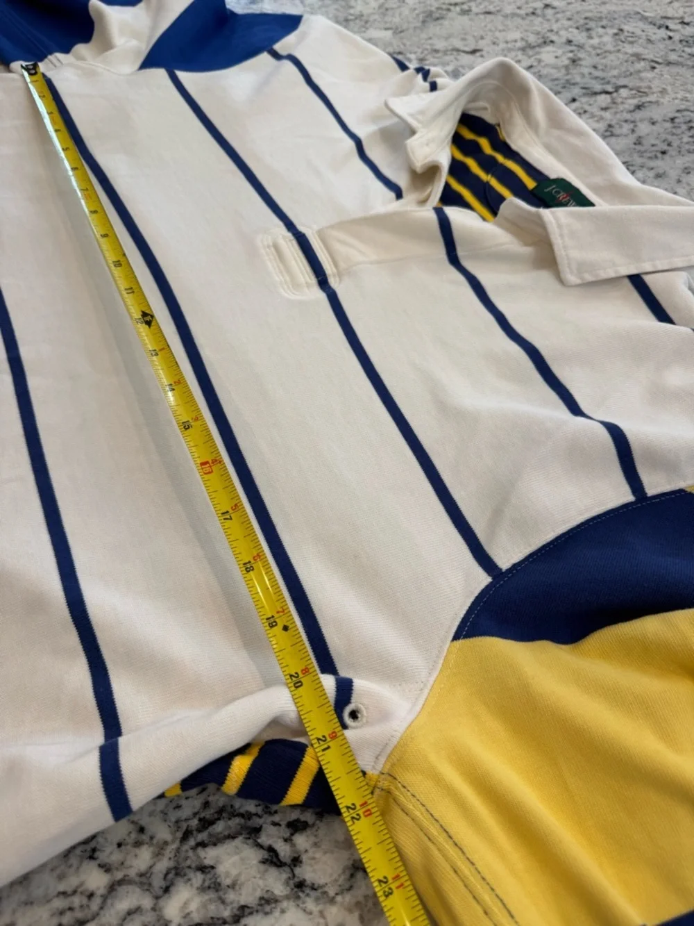 J.Crew Rugby Shirt Men’s Large Striped Navy Yellow Preppy Cotton